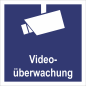 Preview: Quadratisches Hinweisschild blau zur Videokennzeichnung mit weißer Aufschrift